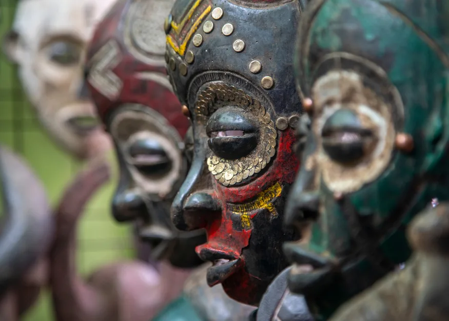 Wooden African masks, eSwatini – Grand Tour of South Africa 2026-27, Guiness Travel escorted tour