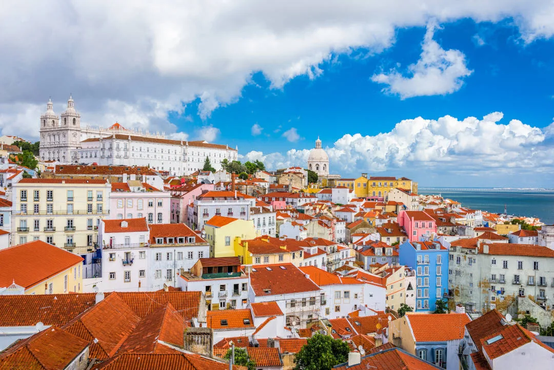 Lisbon, Portugal city skyline over the Alfama district.