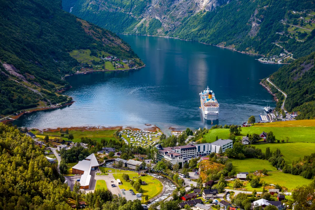 Geiranger fjord, Beautiful Nature Norway. It is a 15-kilometre (9.3 mi) long branch off of the Sunnylvsfjorden, which is a branch off of the Storfjorden (Great Fjord).