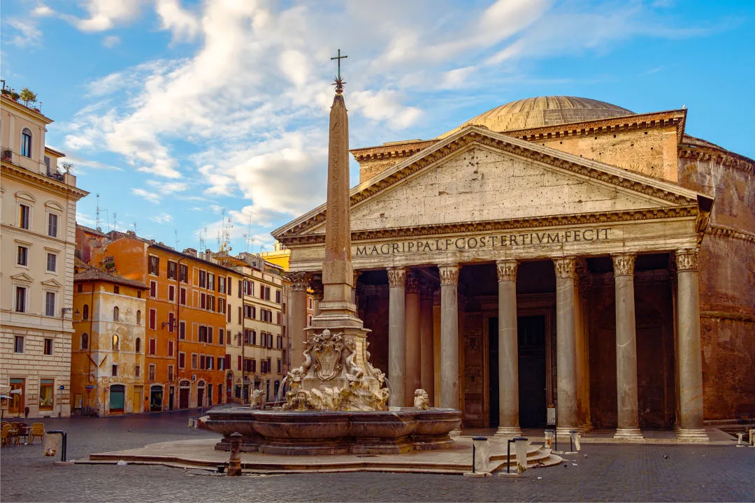 View of Pantheon basilica in centre of Rome, Italy