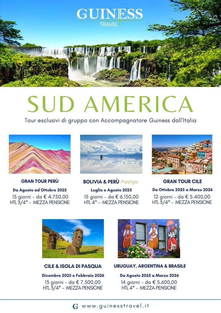 Sud America -  Perù, Bolivia, Cile, Isola di Pasqua, Brasile, Uruguay e Argentina